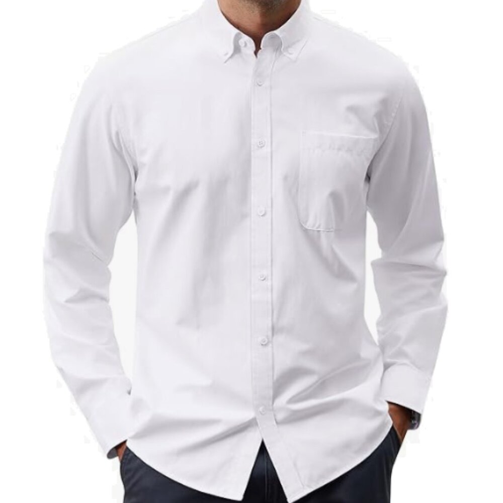 Classroom Men's Long Sleeve Oxford Shirt - 57654 - White